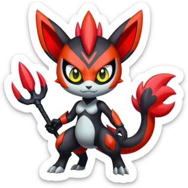 Colorful Cool Badass  Meloetta-Litten-Guilmon-Darkrai-Pokémon-Fakémon-fusion-hybrid-creature sticker