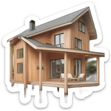 iconic scandinavian architecture wood holiday home front sticker