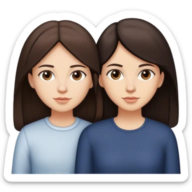 Sisters with dark brown hair with 1 tall sister and the other short sticker