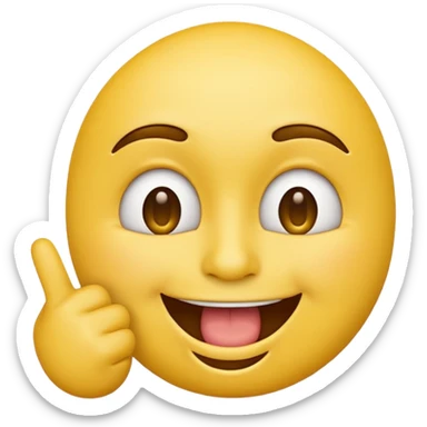 Emoji tête jaune avec un sourire et le doigt à moitié devant le  sticker