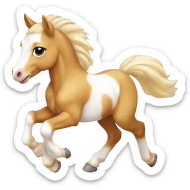 Piebald palomino yellow brown horse foal baby running sticker