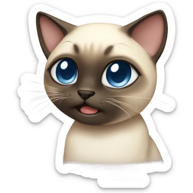 Cute Siamese cat crying and cuddling sticker