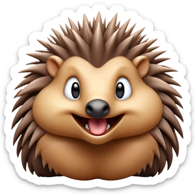 Cinematic Comical Echidna Portrait Emoji, Head tilted dramatically with an exaggeratedly amused expression, featuring a quirky, spiky fur with a scrunched-up face and wide, expressive eyes full of playful disbelief, Simplified yet hilariously expressive features, highly detailed, glowing with a slightly sassy glow, high shine, dramatic yet playful, stylized with an air of cheeky mischief, bright and endearing, soft glowing outline, capturing the essence of a spirited and over‐the‐top echidna, so meme‐worthy it feels like it could prick its way into internet fame instantly! sticker