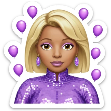 Mary J Blige with blonde hair, lilac sequin outfit sticker