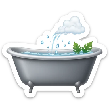 Bathtub with leaves for bubbles and smoke  sticker