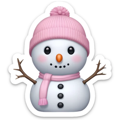 cute white and light pink snowman up close wearing beanie sticker