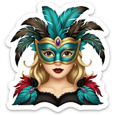 a woman with Masquerade  sticker