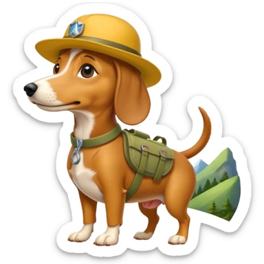 yellow weiner dog hiking ranger  sticker