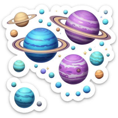 image of deep space, with planets, stars an a galaxy, in a distopian future. sticker
