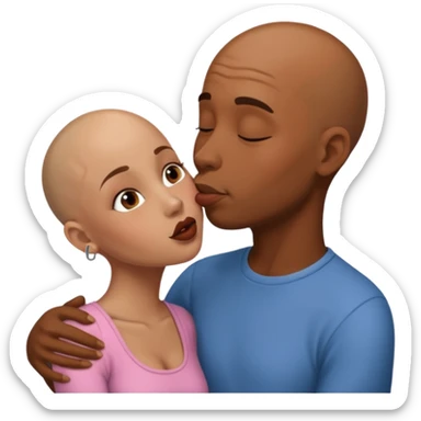 Brown skin bald man kissing brown skin girl sticker