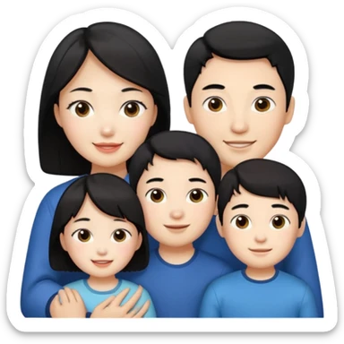 Family korean male x russian female + black hair kid sticker