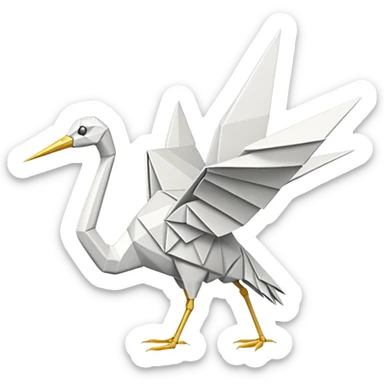 white origami crane sticker