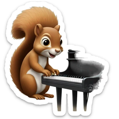 Squirrel play piano  sticker