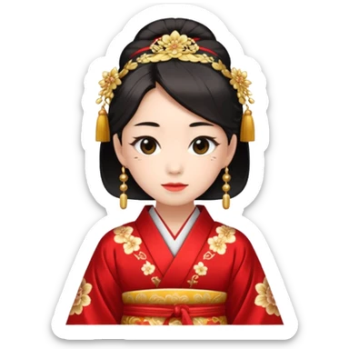 Japanese Princess with in red ceremonial robe kimono sticker