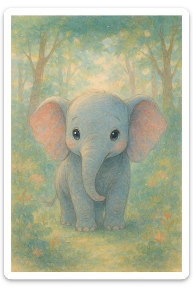 soft and whimsical elephant sticker