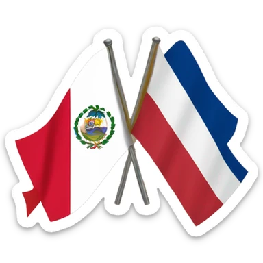 flag of peru and of costa rica, divided by a diagonal line sticker