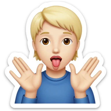 tongue out with hands to the side  sticker