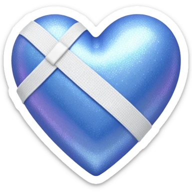 Periwinkle sparkly heart, with one white bandage wrapped around it, high resolution sticker