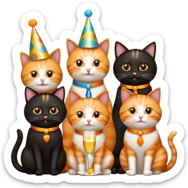 twelve cats at a birthday party sticker