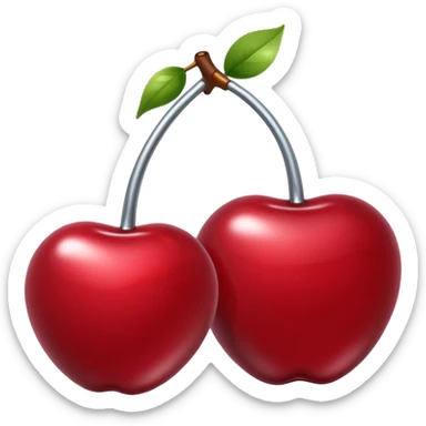 A pair of cherries emoji made of liquid silver chrome, smooth rounded shapes, glossy metallic surface, subtle sensual vibe, luxury sexy aesthetic, iOS emoji style, centered, clean white background sticker