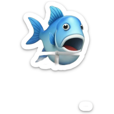 fish on an inflatable trap bridge sticker