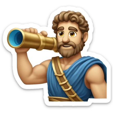 Muscular Ancient Greek sailor holding a telescope sticker