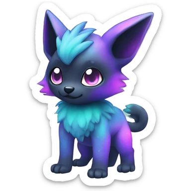 Cute cool black nebula green blue purple pink animal hybrid Fakemon full body sticker