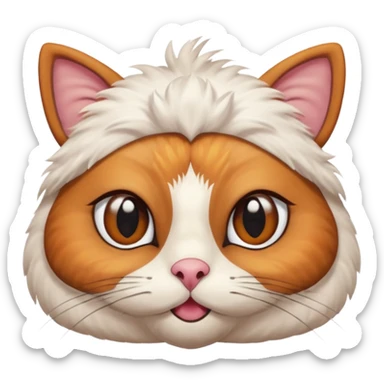 A shy but handsome turkey cat with a uni-brow batting his lashes and blushing sticker