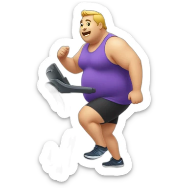Fat man running on a treadmill sticker