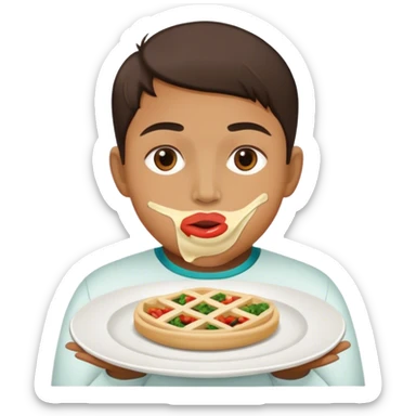 sealed Mouth and food in plate in front of it sticker