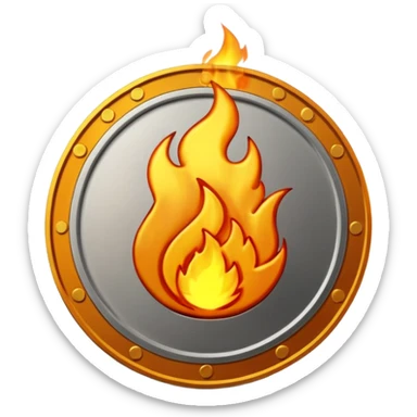 an ai symbol embossed on a coin on fire and animated sticker