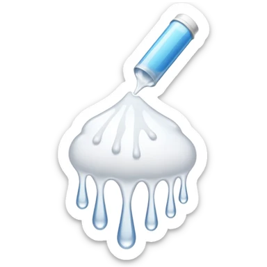 individual white glue drops falling and dripping out of a tube sticker