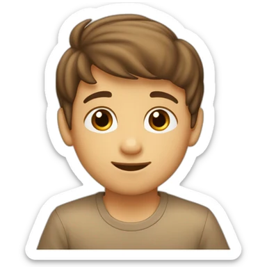 un niño con pelo liso y cafe castaño claro con ojos azules sticker