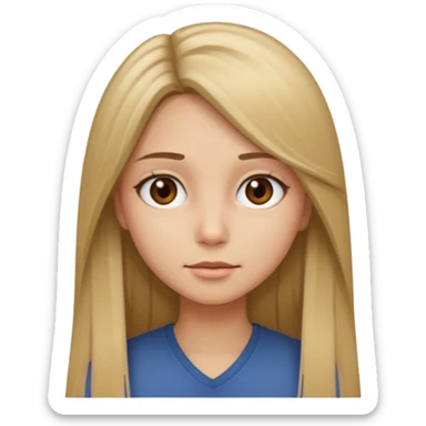 Create a girl whit dirty blonde long straight hair with brown eyes sticker