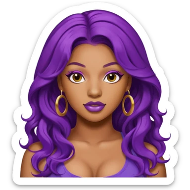 Megan thee stallion with purple wavy hair sticker