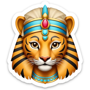 Tiger pharaoh with Egyptian headdress sticker