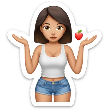 a big chested, big butt latina in a tank top and shorts sticker