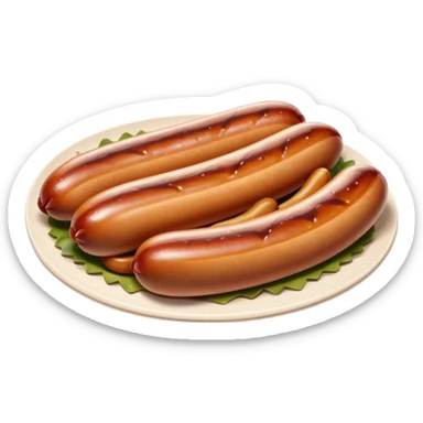 Cinematic Realistic Bratwurst Dish Emoji, showcasing a succulent, grilled sausage with a crispy exterior rendered with lifelike detail and warm, dynamic lighting. sticker