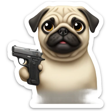 pug with a gun sticker