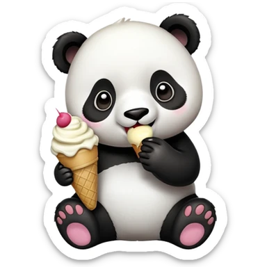 Panda eating ice creamy sticker