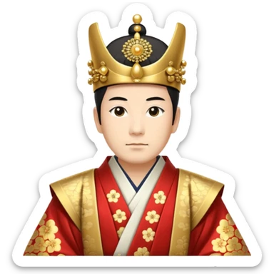 Japanese emperor, Edo period, wearing ceremonial ho and kanmuri, regal pose sticker