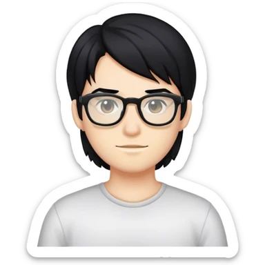 gamer, black hair girl with glasses sticker