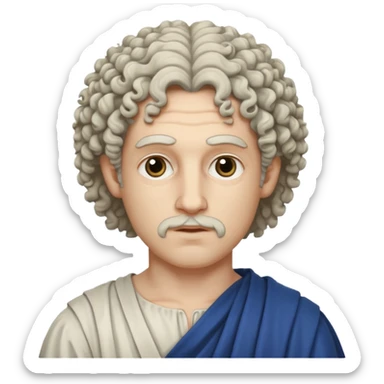 Emoji philosophe grec antique avec tout ce qui sont suivis donc les cheveux bouclés et tout ça quoi les cheveux blancs sticker