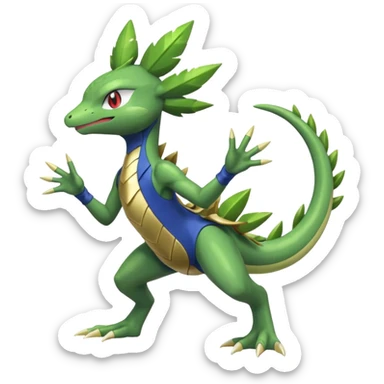 Shiny Aural Kecleon-Sceptile-Greninja-Fakémon-fusion (full body) sticker