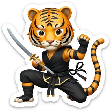 Feudal Japan tiger ninja with black outfit sticker