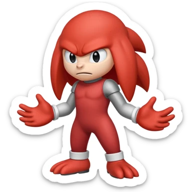 Sonic the hedgehogs friend knuckles a red animal with peach arms and white gloves sticker