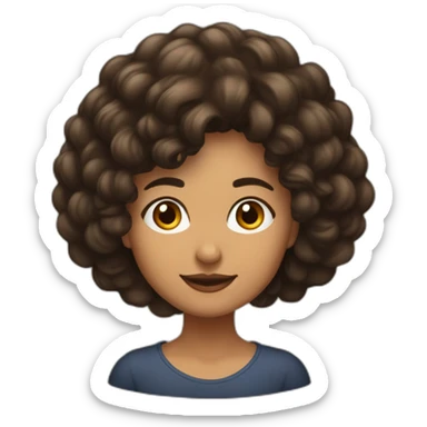 mulher morena de cabelo castanho escuro ondulado comprido sticker