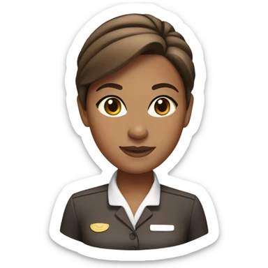 Tan brown skin flight attendant with brown hair in a bun sticker