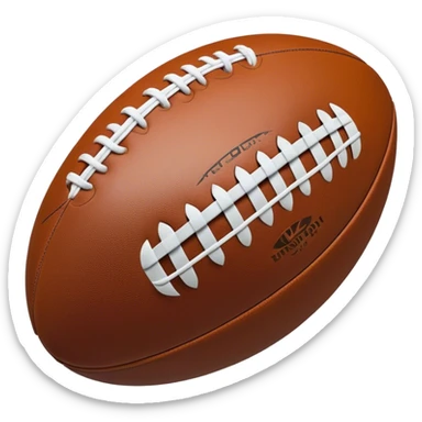 Cinematic Realistic image of a rugby ball in mid-action, with dynamic motion blur and finely rendered leather textures, set against a sunlit, energetic field that underscores its robust athleticism sticker