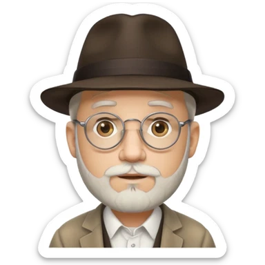 rabbi with white goatee, fedora, round rimmed glasses sticker